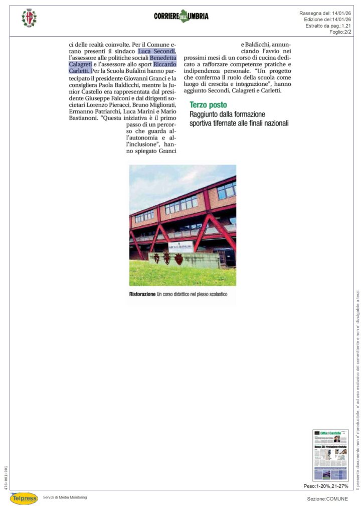 Città di Castello - Pranzo speciale a Città di Castello - Pranzo tra sport e inclusione per i ragazzi della Junior Castello - CORRIERE DELL'UMBRIA - Rassegna Stampa 14/01/2026