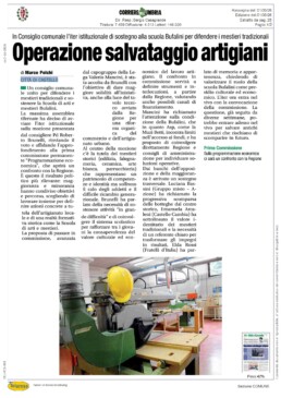 Città di Castello - Operazione salvataggio artigiani - CORRIERE DELL'UMBRIA - Rassegna Stampa 01/03/2026