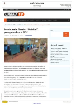 Città di Castello - Scuola Arti e Mestieri “Bufalini”, proseguono i corsi GOL - UMBRIA TV - Rassegna Stampa 05/03/2026