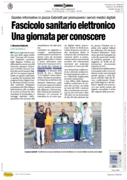 Città di Castello - Fascicolo sanitario elettronico Una giornata per conoscere - CORRIERE DELL'UMBRIA - Rassegna Stampa 28/06/2026